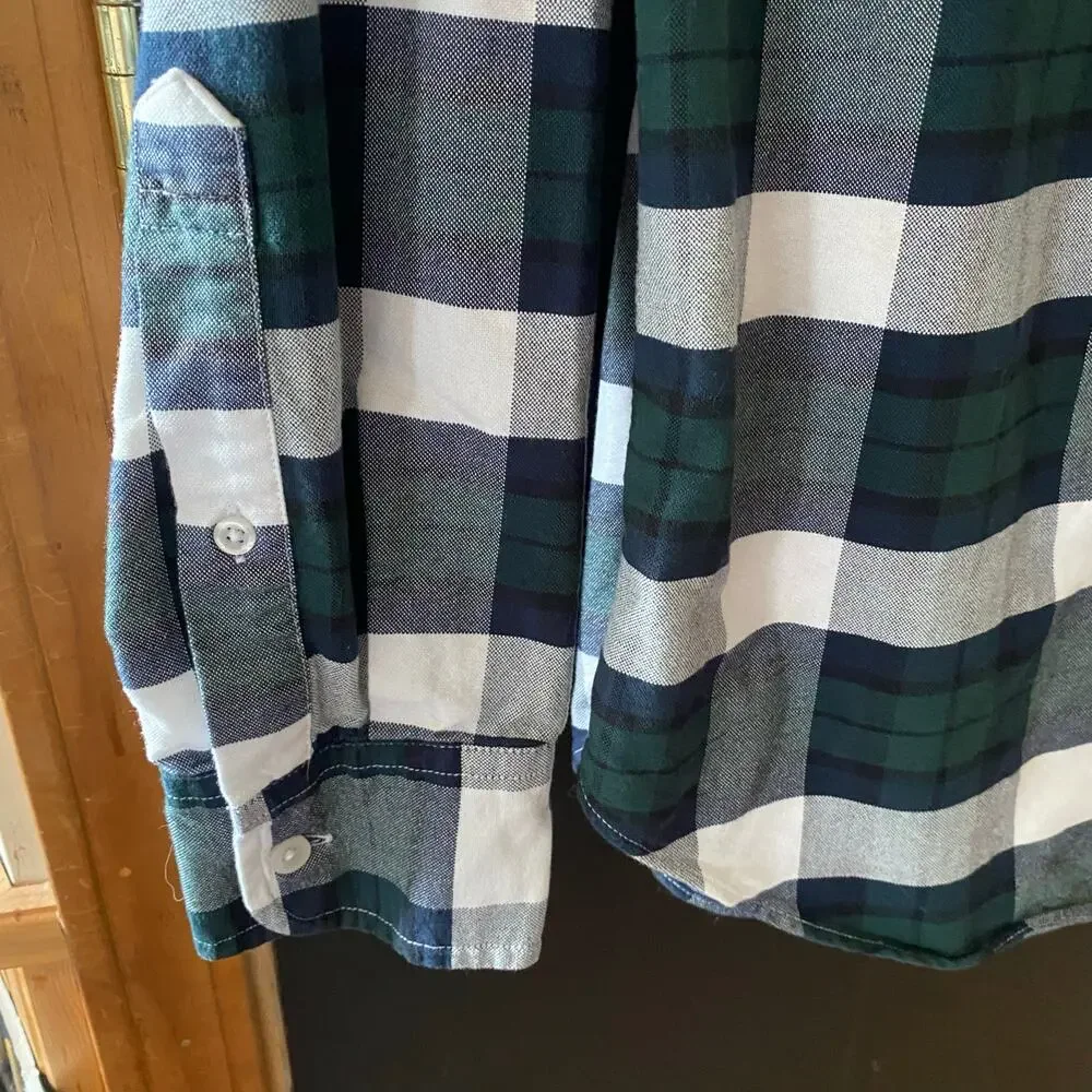 J. Crew Mercantile Plaid Button Down Shirt 100% Cotton Mens Size Medium